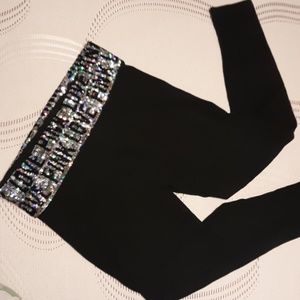 LOVE PINK shiny sequence straight-leg Yoga Pants